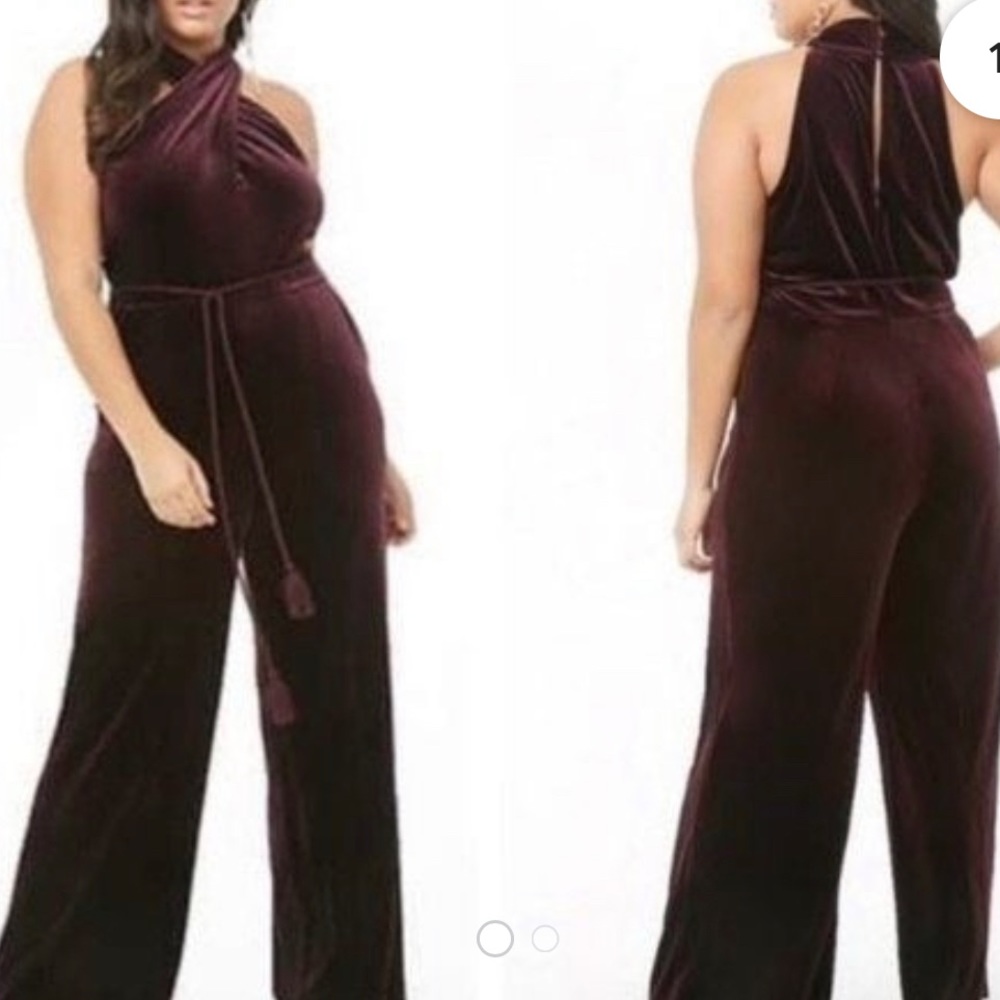 Plum velvet jumpsuit